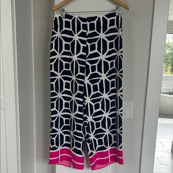 Trina Turk Navy and Pink Geometric Maxi Pants - Picture 1 of 4